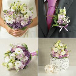A bridal bouquet is cradled as if it were a cherished keepsake, its colours and textures reminiscent of the soft light that washes over Queensbury in the early morning. The shape is rounded yet slightly loose, giving it a refined but approachable feel, just like a walk through nearby residential streets where gardens spill gently over brick walls. At the heart of the bouquet, white lisianthus bloom with plush, almost cloud-like petals, their creamy centres opening in layers that invite the fingertips. Around them, pastel hydrangea clusters add a whisper of powdery blue or lilac, each floret densely packed to form cushiony domes. Scattered throughout are playful sparks of lilac allium, their star-like blossoms forming tiny spheres that bring movement and charm. Sleek ribbon binds the stems together, its wrap neat and secure yet soft enough to hold comfortably as the bride makes her way down the aisle. The greenery is fresh and crisp, peeking out between the blooms to offer contrast and a subtle rustle when touched. Light seems to gather on the bouquet, creating a calm glow that feels both youthful and serene, as if the flowers have absorbed the hush of a quiet Queensbury morning. You can almost sense the gentle fragrance-faintly sweet, with hints of garden freshness that never overwhelm. Whether this bouquet is carried during vows, placed later in a glass vase on a reception table, or held close in private moments of reflection, it embodies a quiet promise of forever. Each flower choice and placement suggests a skilled florist's hand, someone attuned not just to aesthetics but also to the emotions and memories that these blooms will carry long after the wedding day.