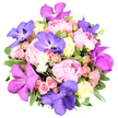 From an elevated view, this opulent bouquet blossoms in a refined fusion of pink, purple, cream, and green against a crisp white background. The dominant pinks come from large peonies, their fully open, ruffled petals ranging from pale blush to a deeper rose, creating a soft, cloudlike heart. Interlaced among them are bold orchid blooms in violet and magenta, their flat, speckled petals forming butterfly shapes that catch the eye and cool the warmth of the pinks. Lighter, creamy or pale yellow roses tuck between the blooms, their classic spiral petals adding a touch of traditional wedding elegance. Smaller pink spray roses provide playful swirls, while tiny clusters of white filler flowers brighten the composition like dew-dusted stars. A lush base of fresh greenery, including broad variegated leaves with lighter edges, frames the bouquet and heightens the colour contrast. The overall mood is luxurious yet contemporary, a statement piece that blends romance with a hint of drama.
In Queensbury, this premium piece translates into a memorable gift for anniversaries or celebrations, available for same-day delivery across the area. The palette-pastel pinks, deep purples, soft creams, and crisp greens-speaks of refined taste and thoughtful artistry, ideal for a wedding centrepiece, an intimate gesture, or a statement of affection. The bouquet is imagined not just as colour, but as texture and scent: velvety petals, the faint suggestion of fragrance from the roses and orchids, and the cool whisper of greens that remind you of a morning garden. Our team at Flower Delivery Queensbury crafts each stem with care, ensuring balance, longevity, and a hold that looks as good as it feels. If you're shopping for a local delivery across Queensbury and nearby streets, this arrangement brings elegance, craft, and exotic allure to any room.
