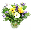 Like a sunlit garden waking in Queensbury, this vibrant bouquet sits in a clear glass vase against a clean white canvas. The eye is drawn to the bright yellow Gerbera daisies, each with a bold, coffee-dark center, paired with the crisp white Calla lilies that arc with elegant simplicity. Soft lavender Lisianthus drift through the arrangement, their ruffled petals catching the light and lending a subtle musical note to the color score. Between blooms, white Alstroemeria whisper through the composition, their pale yellow markings catching the gleam as they unfurl. A generous veil of greenery, silvery eucalyptus and glossy leaves, inks the bouquet with depth and a fresh woodland scent. Set against Queensbury's everyday rhythm, near the market, along tree-lined streets leading to Queensbury Park, this bouquet feels both celebratory and intimate. It is the kind of arrangement you would send for birthdays, a new baby, or to brighten a colleague's desk with a touch of seasonal sunshine. The bouquet is crafted to travel well, with careful spacing and a sturdy wrap, ensuring freshness from florist to doorstep in Queensbury and beyond. Flower Delivery Queensbury offers dependable service and same-day delivery across the area, delivering brightness from our shop window to theirs, no matter the weather. On a bright kitchen table in a Queensbury flat, the bouquet creates a focal point that draws conversations and compliments. Placed in real homes around Queensbury, it becomes a daily reminder of sunshine and friendship. Its cheerful composition, with yellow, white and soft purple, invites relaxed gatherings and heartfelt notes.